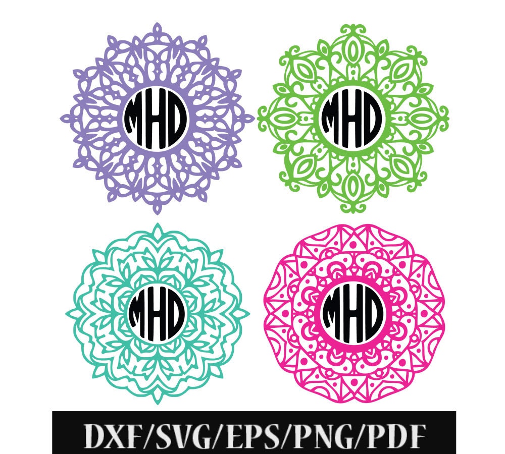 Download Flower Mandala mandala Circle monogram Frame svg | Etsy