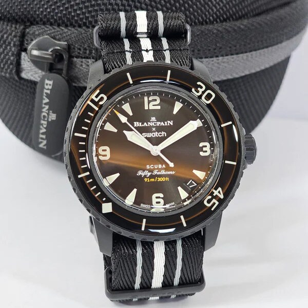 Blancpain X Swatch  Bioceramic Scuba Fifty Fathoms Ocean Of Storms SO35B400, Wristwatch, Watches, Men's Wrist Watches