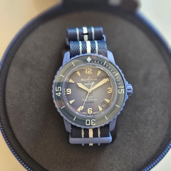 Blancpain X Swatch  Bioceramic Scuba Fifty Fathoms Atlantic Ocean SO35A100, Wristwatch, Watches