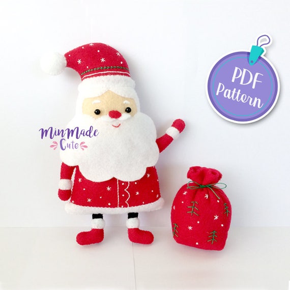 Felt PDF Pattern Santa claus doll | Etsy