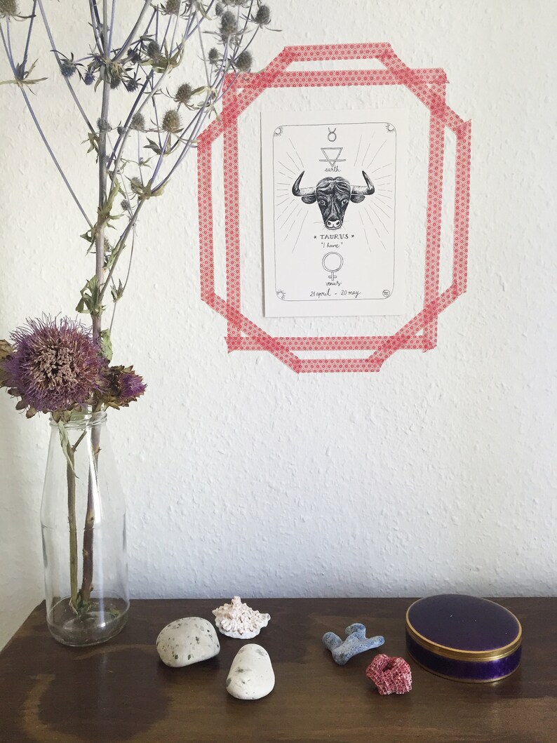 wall art for the astrology geek taurus zodiac art Zodiac wall decor Taurus star sign print Star sign wall art astro lover