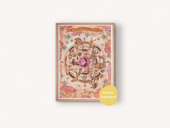 Wheel of the year printable wall art wheel of the year with | Etsy