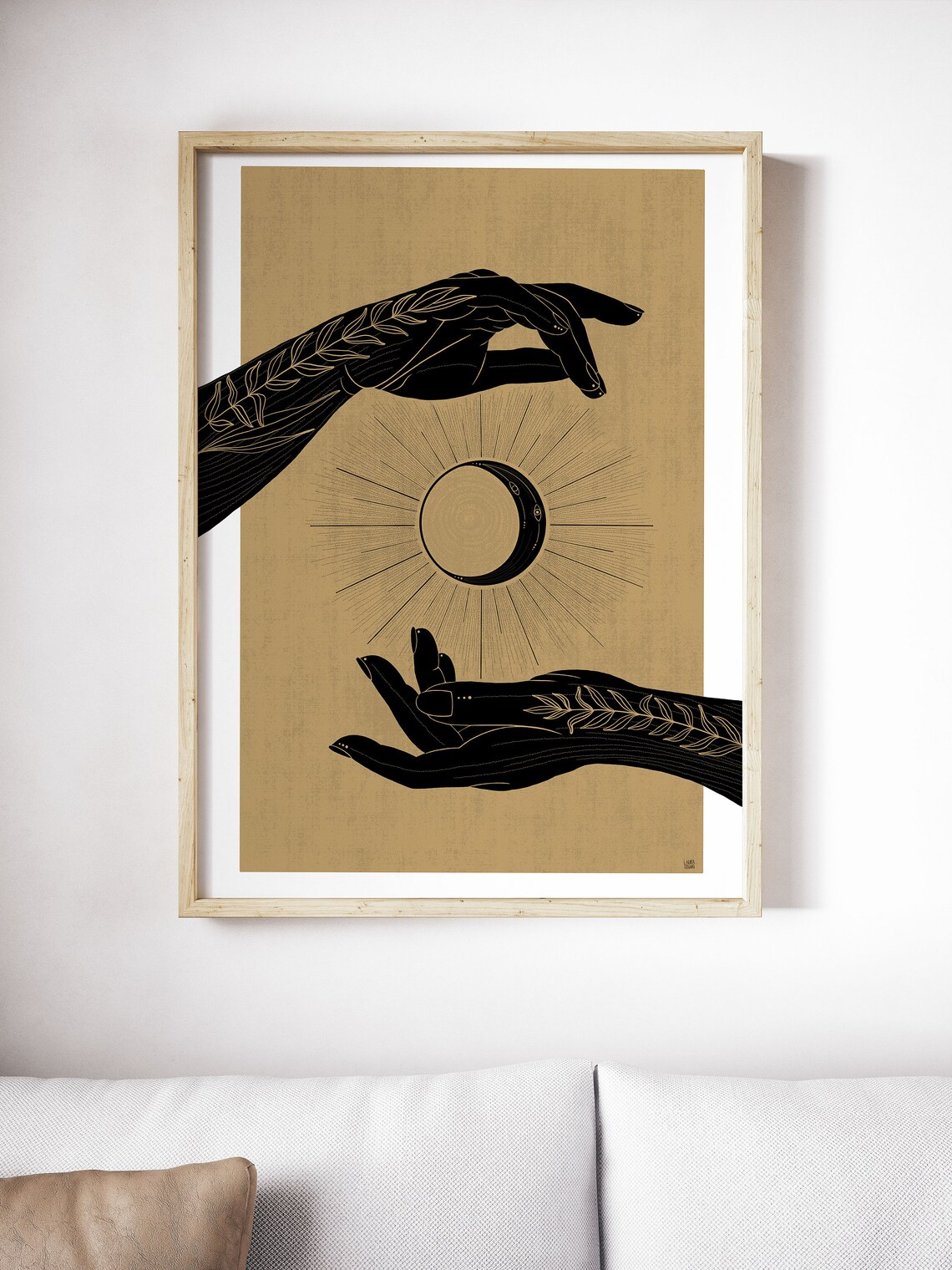 Printable Sun and Moon boho modern wall art Celestial art sun | Etsy