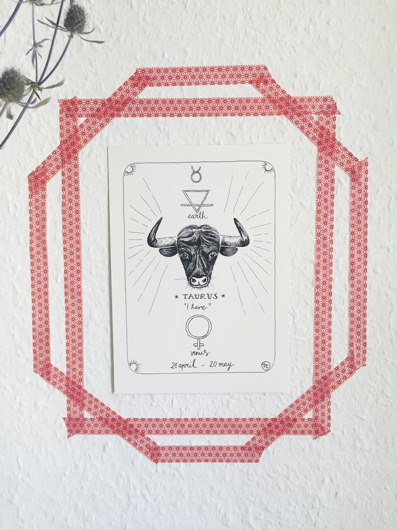 wall art for the astrology geek taurus zodiac art Zodiac wall decor Taurus star sign print Star sign wall art astro lover