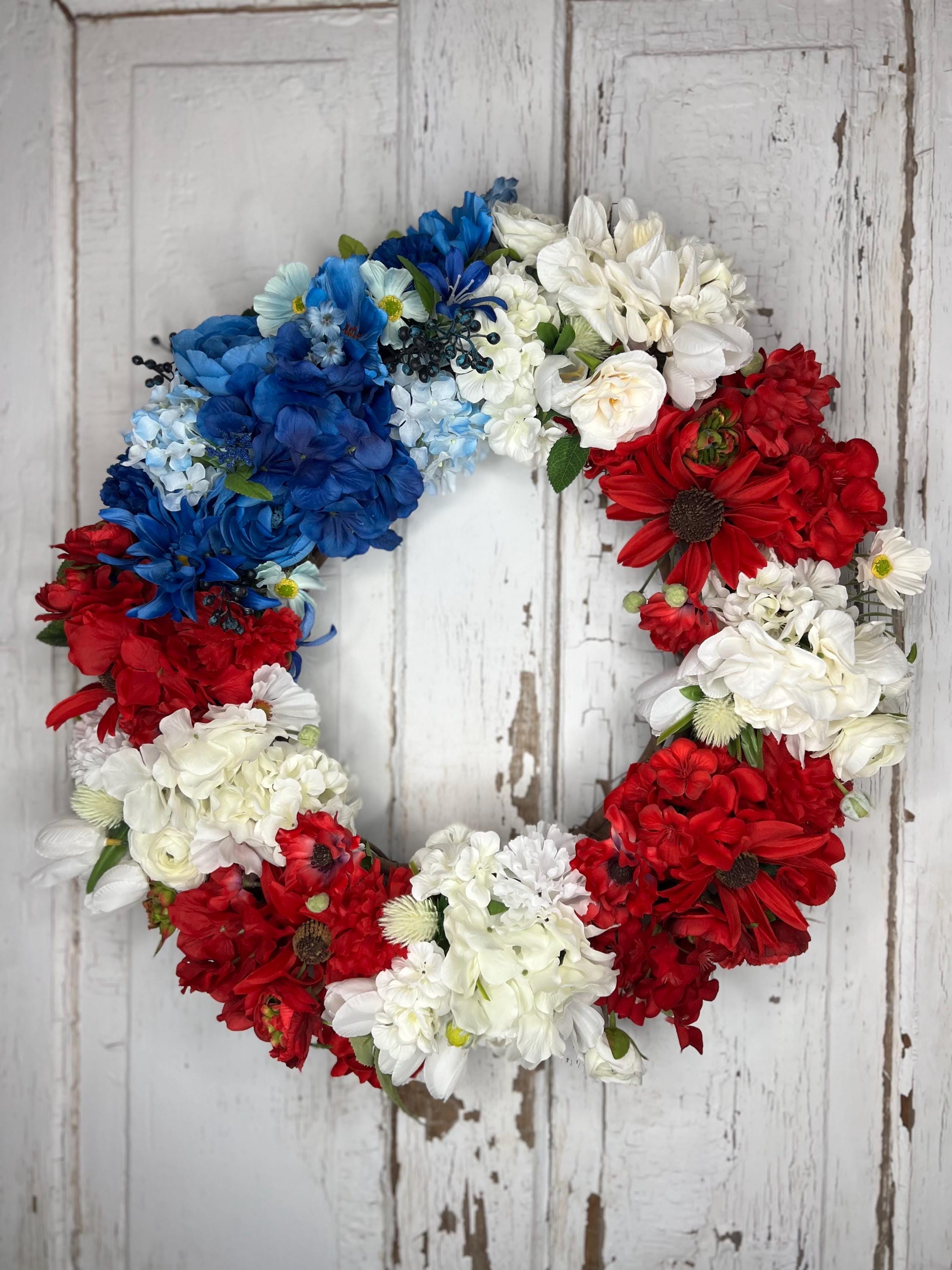Patriotic Red White and Blue Wreath: Fourth of July Decor - Etsy