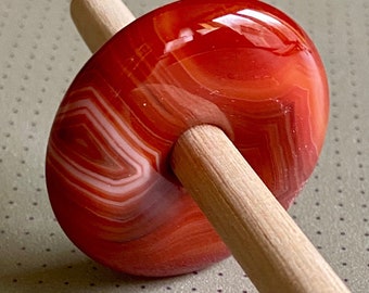 Top Whorl Crazy Lace Agate Drop Spindle
