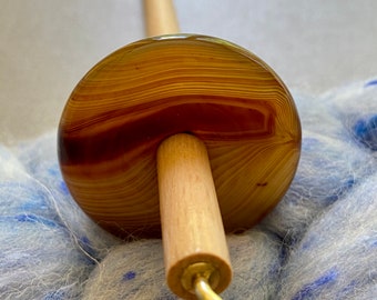 Top Whorl Crazy Lace Agate Drop Spindle
