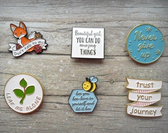 Needle Minder // Enamel Quote// Magnetic Needle Minder // Inspirational Quote Needle Minder // Quote Needle Keeper // Sewing Accessories