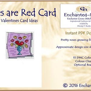 Rose are Red // Valentines Day Cross Stitch Card // Colour PDF Chart // Cross Stitch Pattern // Instant Download // Cross Stitch PDF