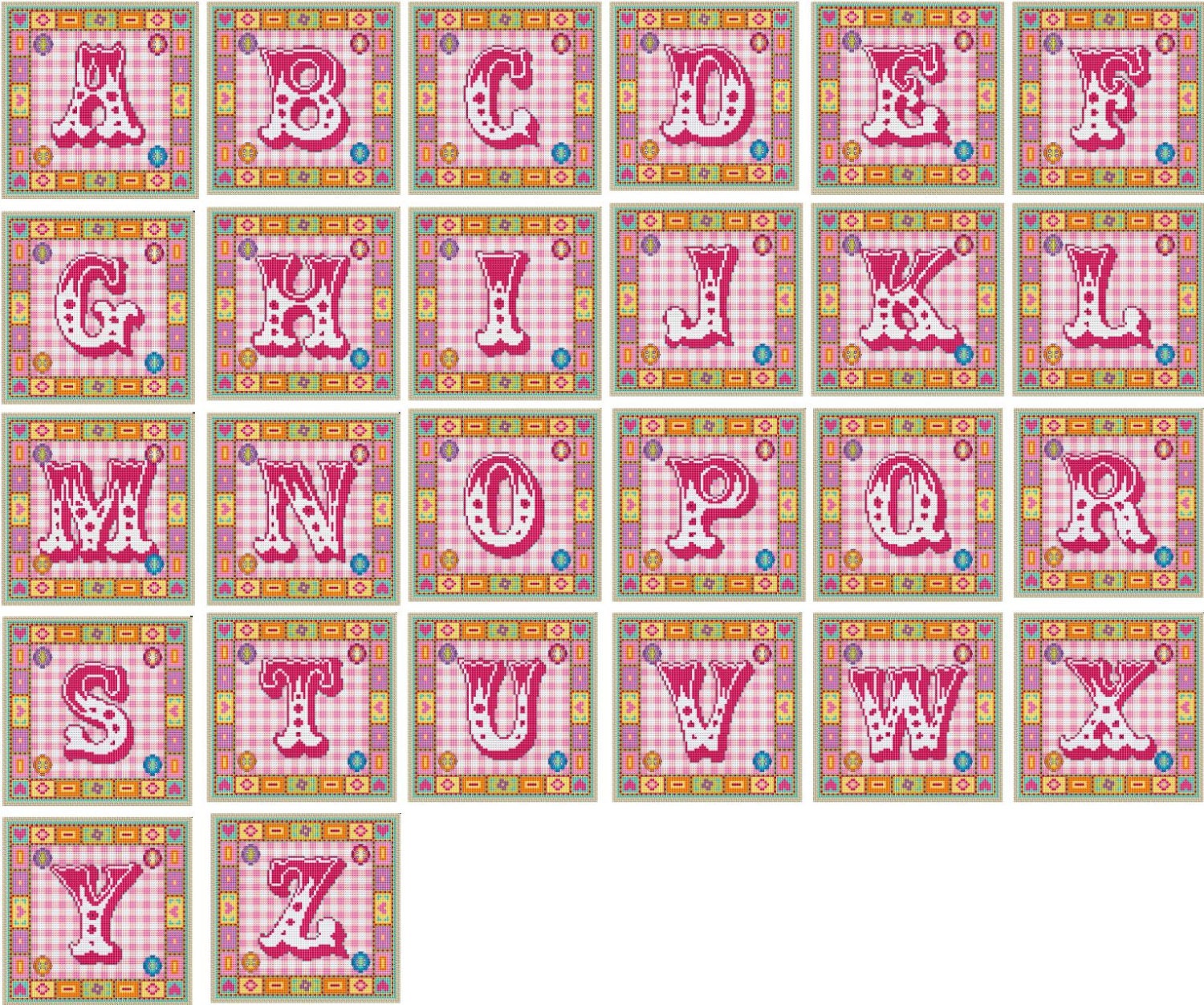 Circus Letter Pattern Circus Letter Alphabet Cross Stitch PDF Chart // Children Cross Stitch ...