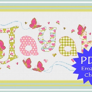 Bespoke Customized PDF Sampler// Name Cross Stitch // Name Sampler / Vintage Personalized Cross Stitch Nameplate Sampler / PDF Emailed Chart