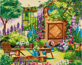 Country Garden Cross Stitch Kit / Floral Garden Kit / Summer Garden Cross Stitch Kit / English Garden Cross Stitch / Trimits Cross Stitch