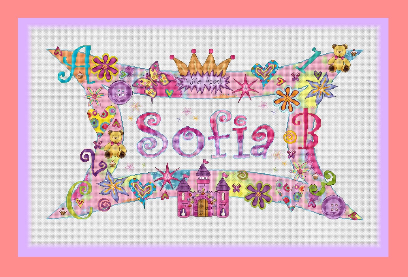 Princess Girls Nameplate Sampler//funky Pink Nameplate Cross - Etsy