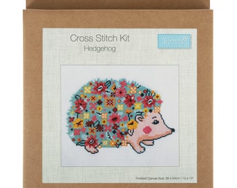 Floral Hedgehog Cross Stitch Kit // Flower Hedgehog // Hedgehog Kit // Hedgehog Cross Stitch / Trimits Cross Stitch // Cross Stitch Kit