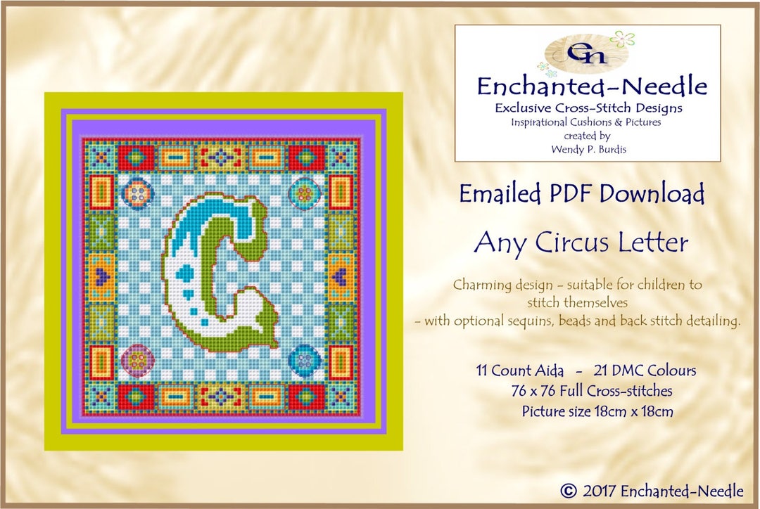 Circus Letter Pattern Circus Monogram Letter Alphabet PDF Chart // Children Cross Stitch ...