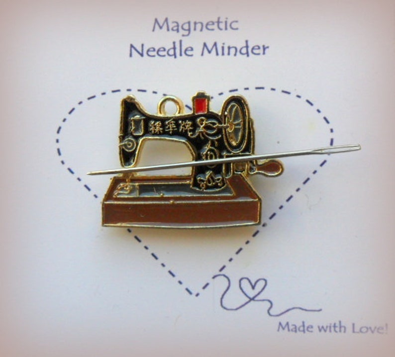 Vintage Sewing Machine Needle Minder // Enamel Sewing Machine // Magnetic Needle Minder // Sewing Needle Minder // Needle Keeper image 3