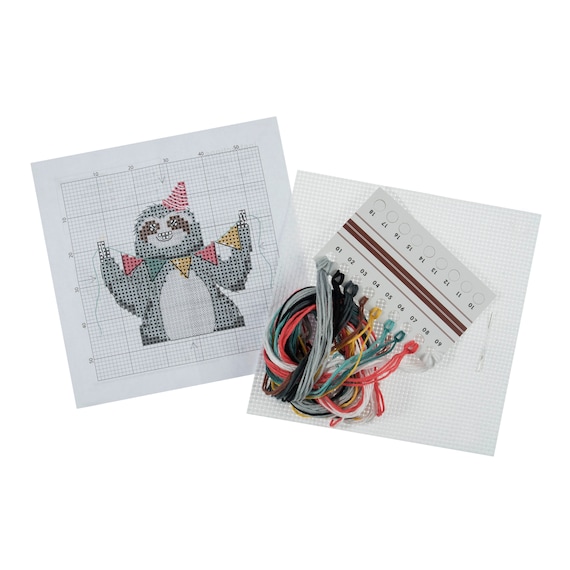 Bucilla My 1st Stitch Mini Sloth Counted Cross Stitch Kit, 3 in.