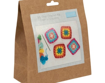 My First Crochet // Bright Granny Squares // Crochet Christmas Kit // Christmas Craft Kit // Beginners Crochet// DIY Crochet Starter Kit