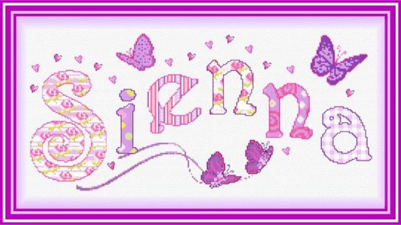 Complete Kit // Customized Name Cross Stitch// Butterfly Personalized Cross Stitch Nameplate Sampler // Name Sampler image 2