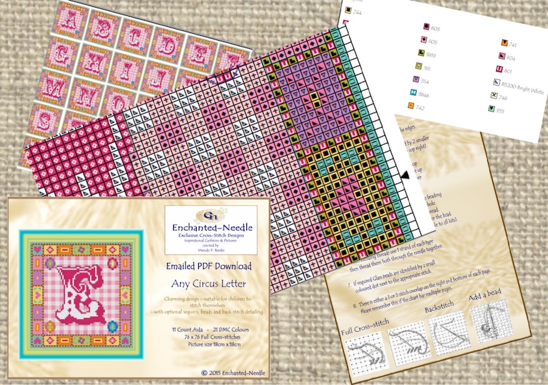 Circus Letter Pattern Circus Letter Alphabet Cross Stitch PDF Chart // Children Cross Stitch ...