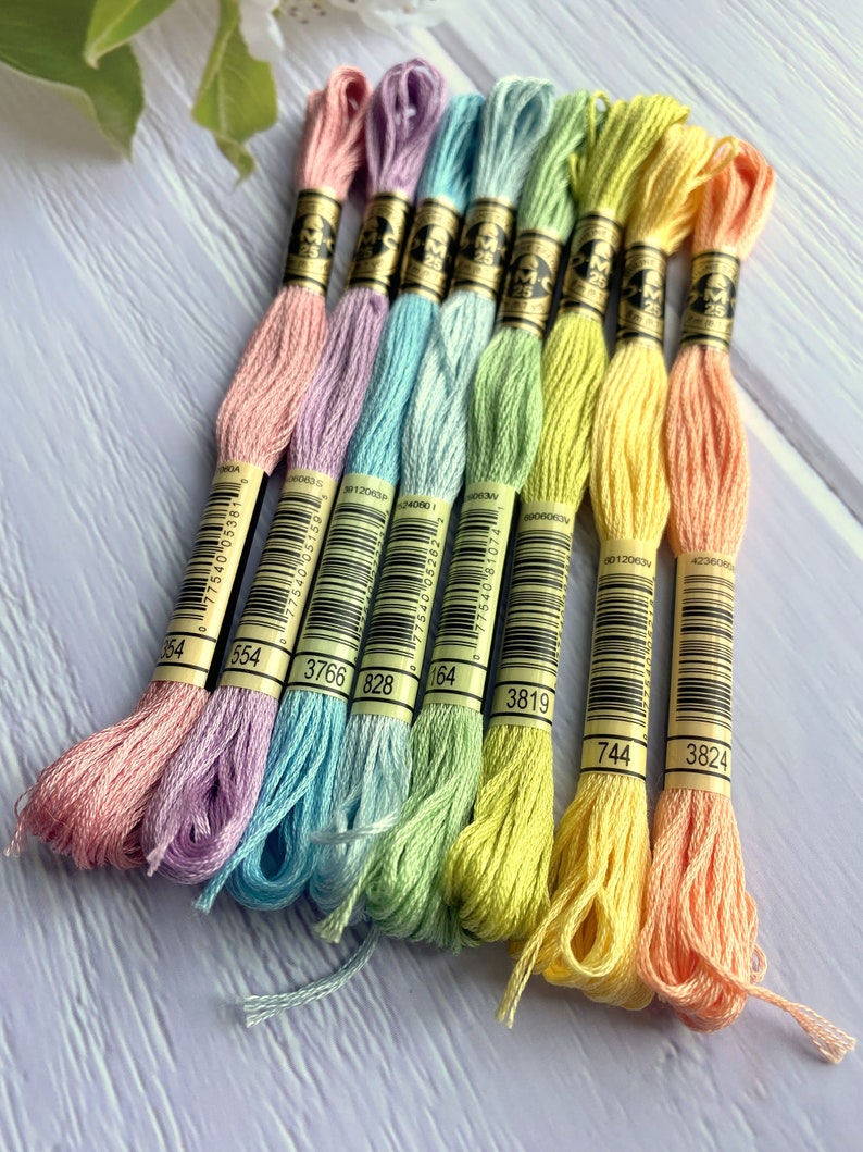 DMC Stranded Cotton // 8 Skeins Pastel Rainbow //DMC Threads Etsy UK