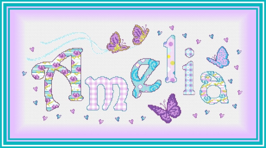 Customized Name Cross Stitch// Purple Butterfly Personalized | Etsy