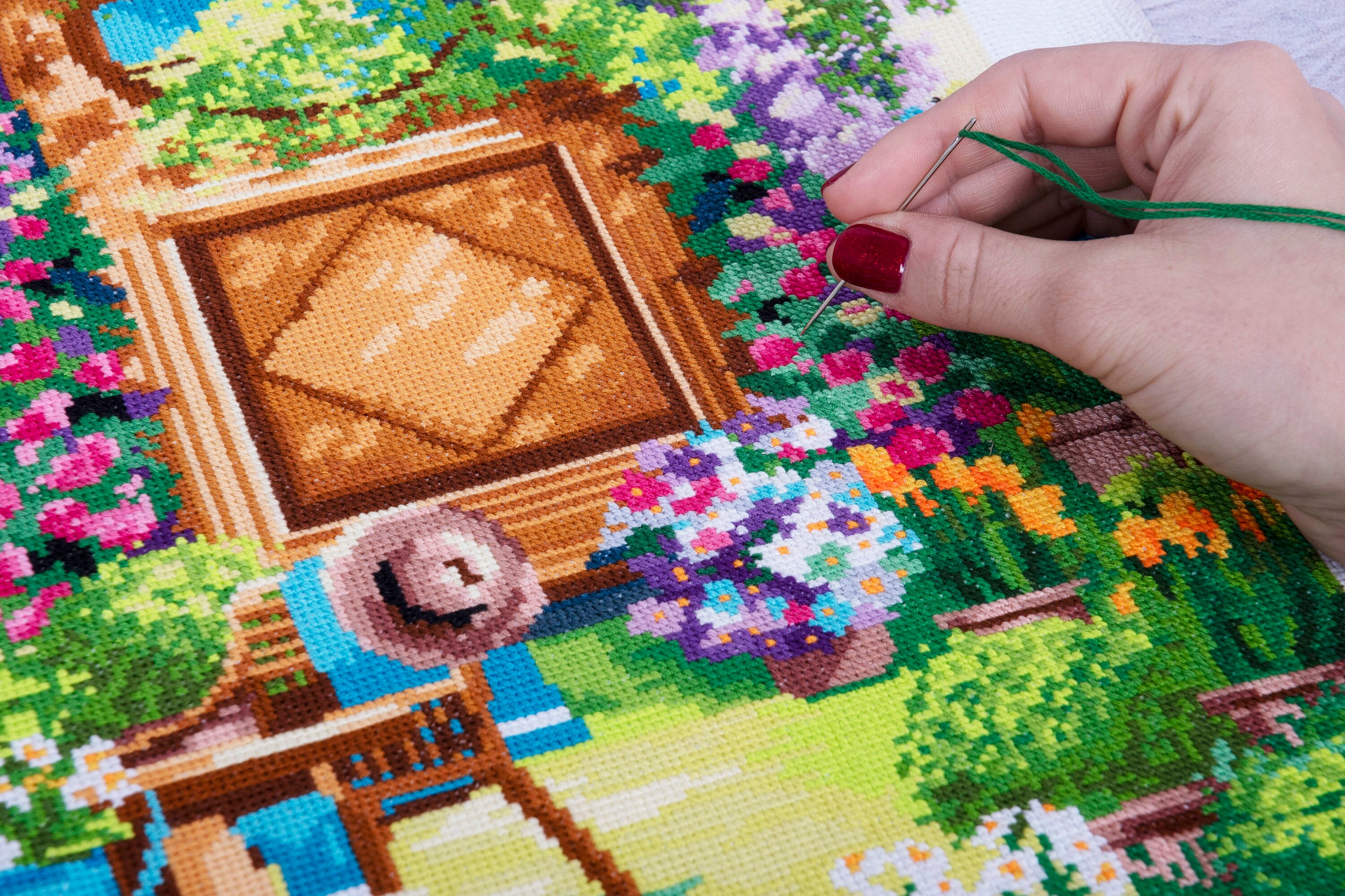 Country Garden Cross Stitch Kit / Floral Garden Kit / Summer