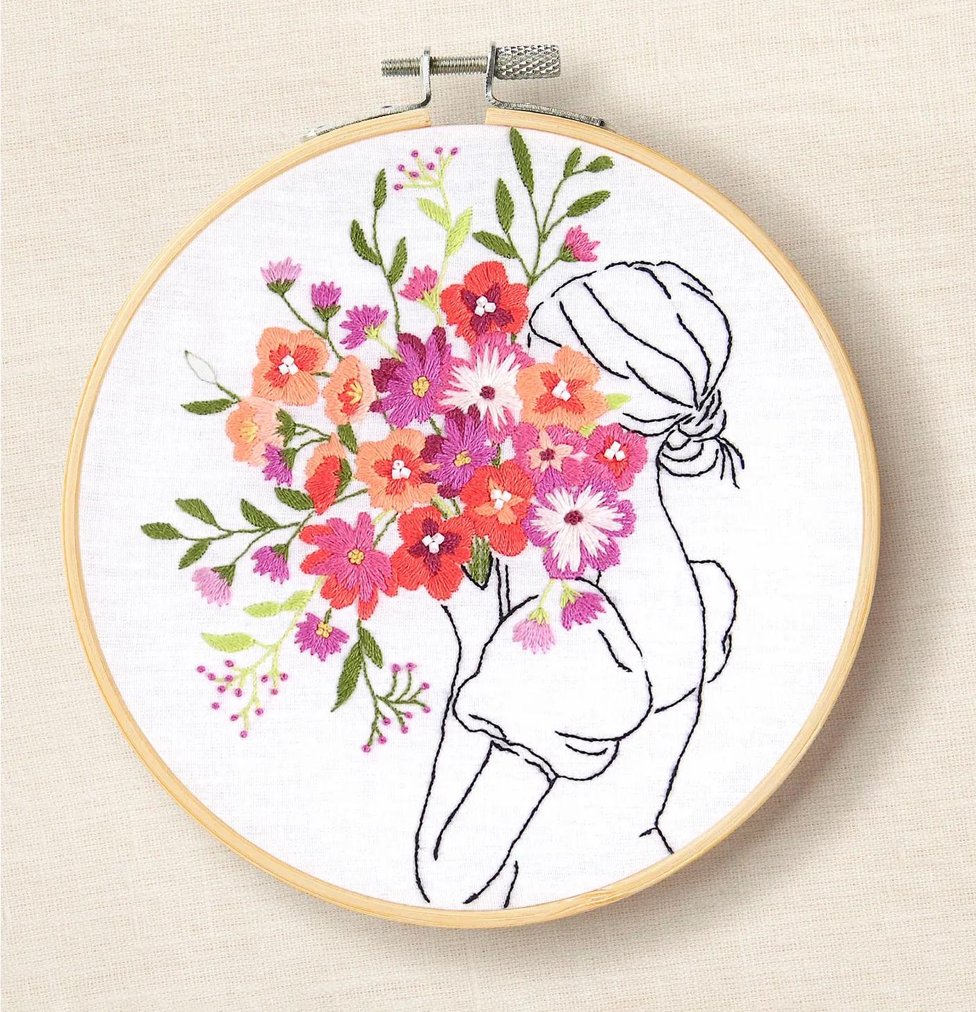 DMC Floral Embrace Kit / Floral Embroidery / Sewing Craft / Flower