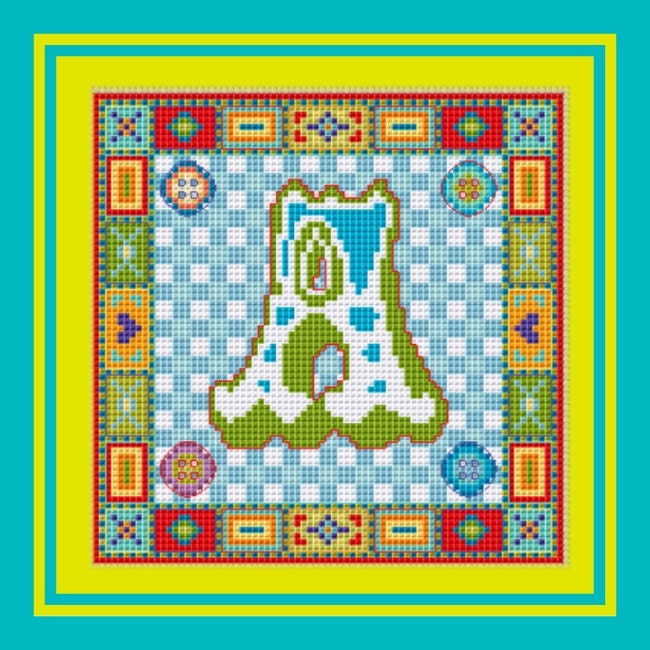 Boys Circus Monogram A B C D E F G H I Cross Stitch Kit
