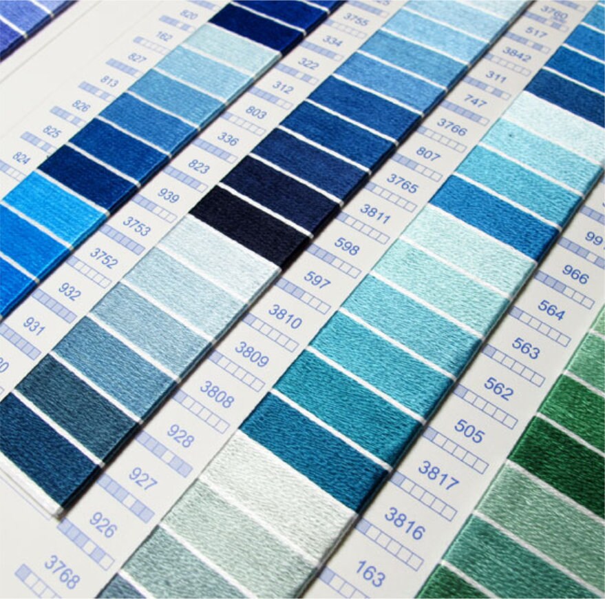 Thread Cards Samples DMC Thread Shade Card // DMC Thread With Chart Samples // Shade Card ...