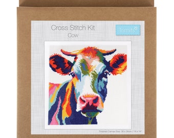 Rainbow Cow Cross Stitch Kit / Abstract Cow Kit / Absract Cow Cross Stitch Kit / Colourful Cow Cross Stitch / Trimits Cross Stitch