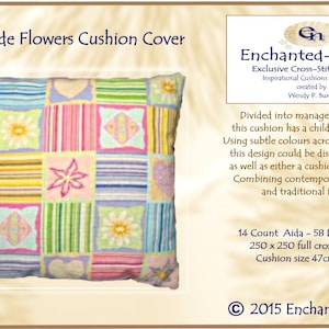 Contemporary Barcode Flowers Cross Stitch Cushion Colour PDF Chart // Cross Stitch Pattern // Instant Download // Cross Stitch PDF