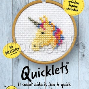 Mini Einhorn Kreuzstich / / Einhorn Kreuzstich / / Einhorn Kit / / Stickerei Reifen / / kleine Reifen gerahmt Kreuzstich Kit / /