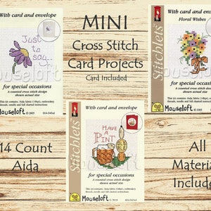 Mouseloft // Handgestempelte Minikarten // Kreuzstichkarten // Blumenstrauß // Kleine Kreuzstichpackungen // Have a pint