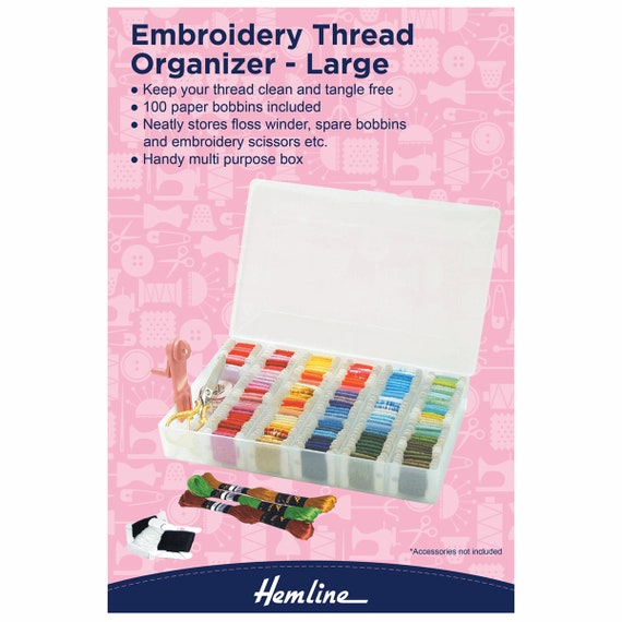 Embroidery Floss & Thread Organizer Box - Clear White Plastic With Thread  Tools