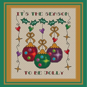 Christmas Jolly Baubles Card PDF Cross Stitch Chart // Cross Stitch Pattern // Instant Download // Cross Stitch PDF // Christmas Card