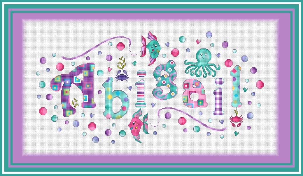 Under the Sea Girls Nameplate Sampler// Fish Name Cross Stitch Etsy UK