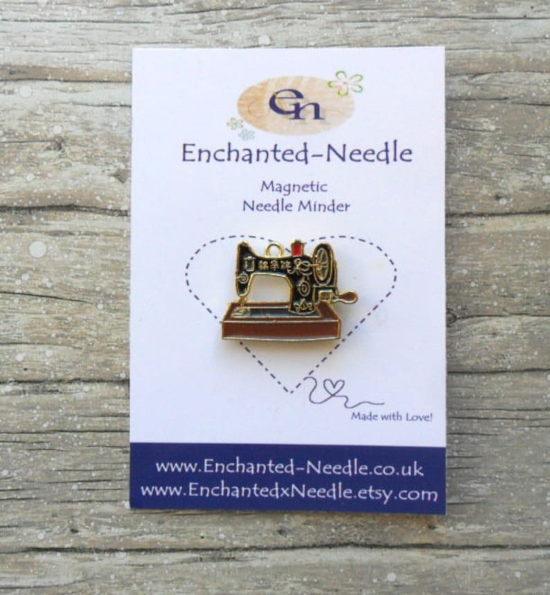 Vintage Sewing Machine Needle Minder // Enamel Sewing Machine // Magnetic Needle Minder // Sewing Needle Minder // Needle Keeper image 2