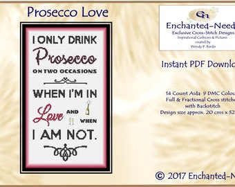 Prosecco PDF// Sampler Cross Stitch // Wine // Cross Stitch Pattern // Instant Download // Cross Stitch PDF
