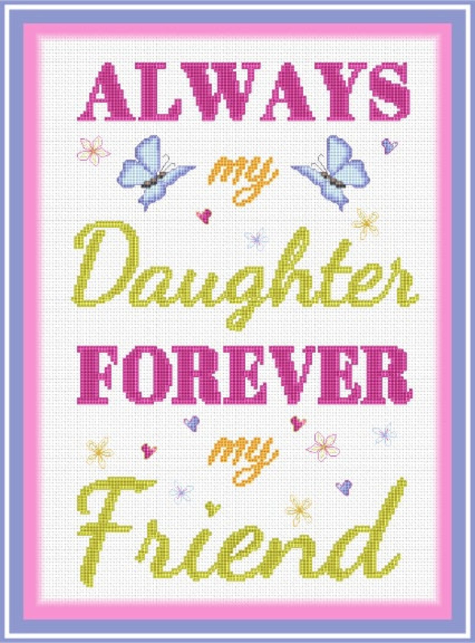 Daughter Love PDF// Sampler Cross Stitch // Daughter Forever // Cross Stitch Pattern // Instant