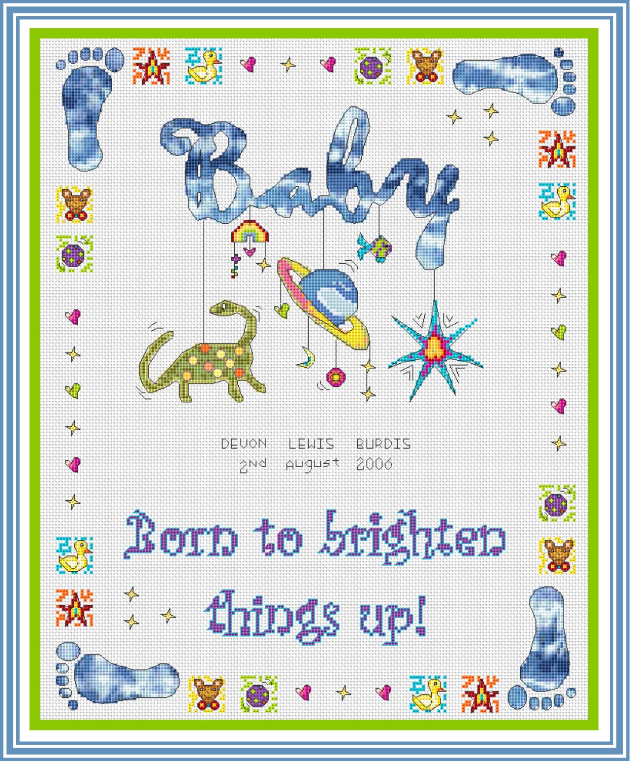 Funky Baby Boy Sampler Cross Stitch Kit // Boy Sampler // Etsy