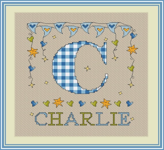 Boys Letter C Monogram // Cross Stitch Letter C // Etsy