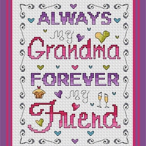 Grandma PDF Cross Stitch Chart / Cross Stitch Pattern / Instant Download / Cross Stitch PDF / Always My Grandma Birthday Cross Stitch /