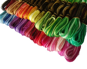 DMC Variegated Threads  // 8Mtr Length //DMC Threads // Cross Stitch Floss // Embroidery Threads // Complete 18 Skein Set // Colours 48-125