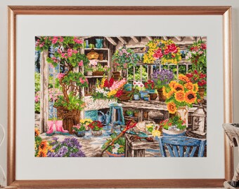 Gardners Paradise Cross Stitch Kit / Floral Garden Kit / Summer