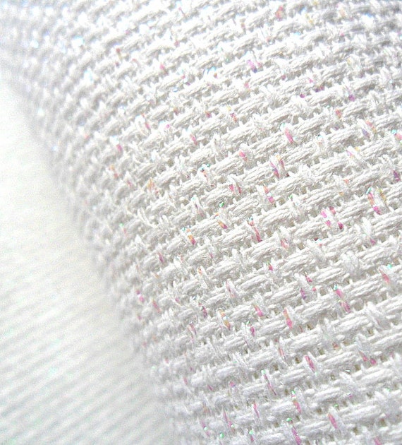 White and Silver Metallic Aida Cross Stitch Fabric - Stitched Modern