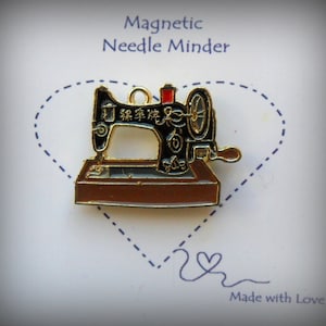Vintage Sewing Machine Needle Minder // Enamel Sewing Machine // Magnetic Needle Minder // Sewing Needle Minder // Needle Keeper image 1