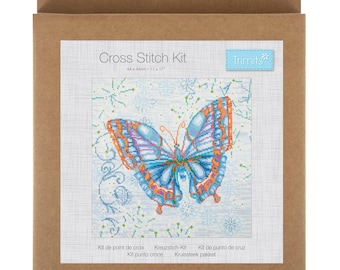 Butterfly Cross Stitch / Papillon Kit / Butterfly Counted Cross Stitch Kit / Pretty Papillon Cross Stitch / Trimits Cross Stitch / Craft Kit