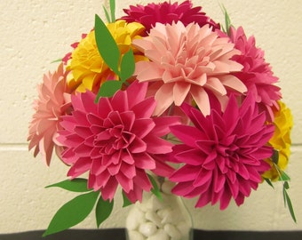 Dahlia Paper Flower Bouquet, housewarming gift, hostess gift, paper anniversary gift