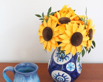 Sunflower Table Bouquet - Paper Flower Bouquet, Sunflower Wedding, Sunflower Decor, 3rd Anniversary